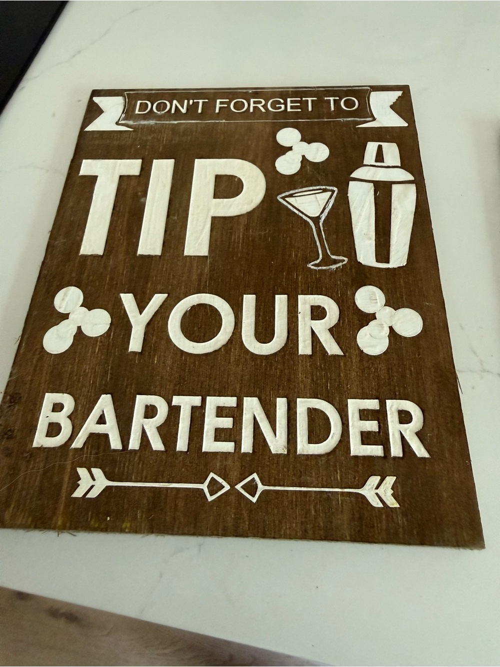 Rustic Brown "Tip Your Bartender" Wall Sign - Home Dining Decor